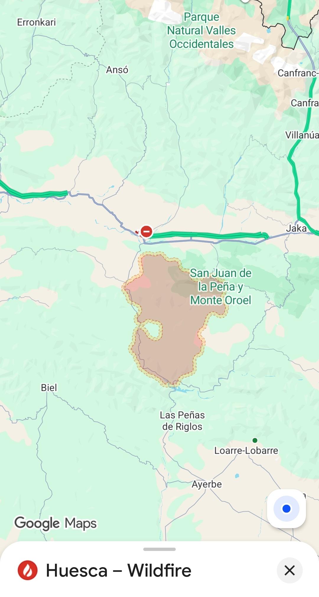 Google mapsen sutearen hedadura erakusten duen pantaila argazkia.