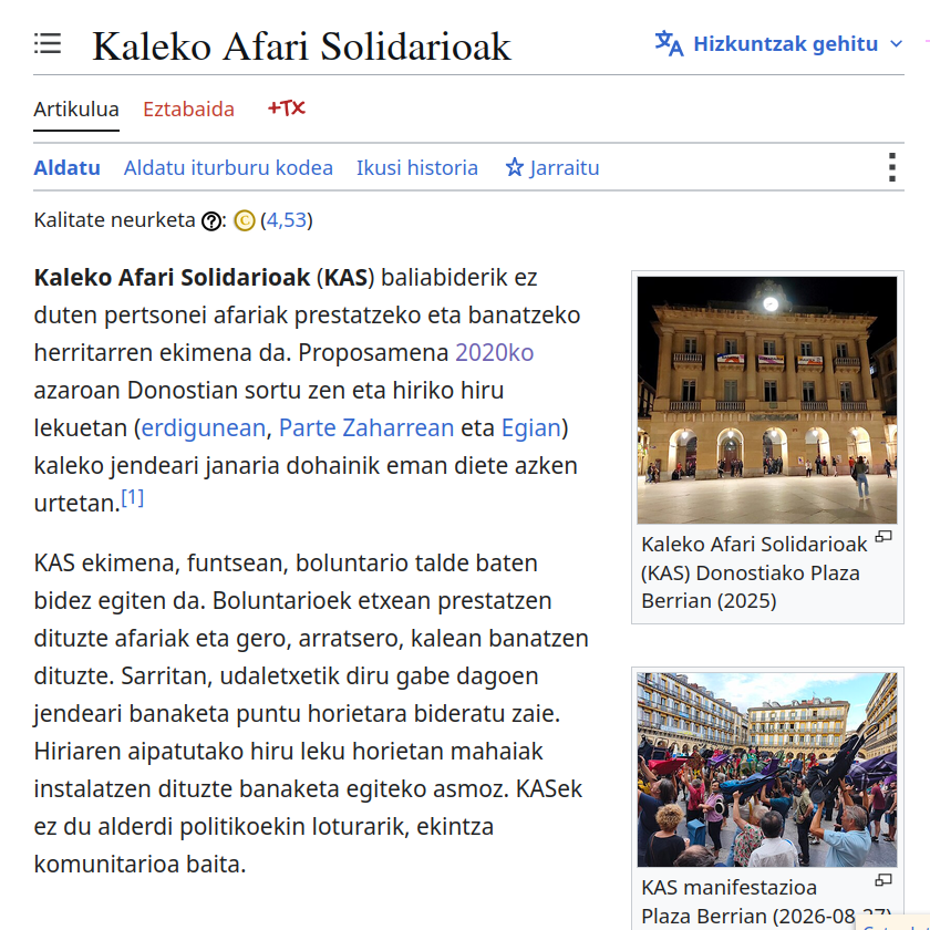 argazkia gehituta Kalekoa Afari solidarioen artikuluan Wikipedian