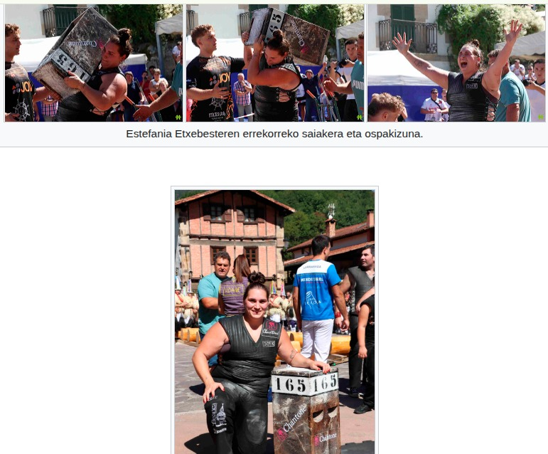 Estefania Etxebeste 166 kilokoa altxatzen errekorra (harriak 165 jartzen du baina pisaketak goitik eman zuen)