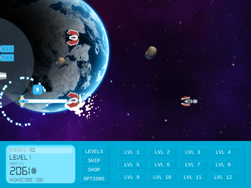 2D arcade estiloko space shoot 'em up estiloko retro bideojoko baten pantailazo bat