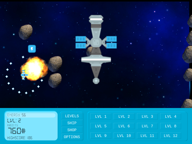 2D arcade estiloko space shoot 'em up estiloko retro bideojoko baten pantailazo bat